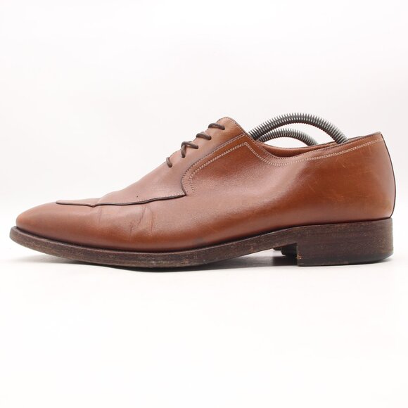 A. testoni Brown Leather Men's Size 10 M Apron Toe Lace Up Dress Shoes ITALY - Picture 3 of 13